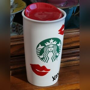 STARBUCKS 2015 Smooch Collectible Ceramic Tumbler 12oz Hot Beverage